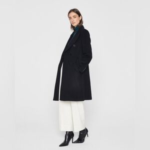 Club Monaco Signature Double-Breasted Coat Jacket Black Wool XS